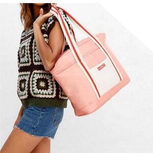 L*Space Insulated Costal Cooler bag Coral, White and Red. NWT